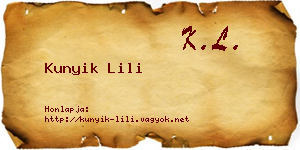 Kunyik Lili névjegykártya